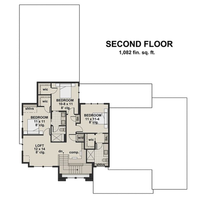 Second Floor Plan for House Plan #282103