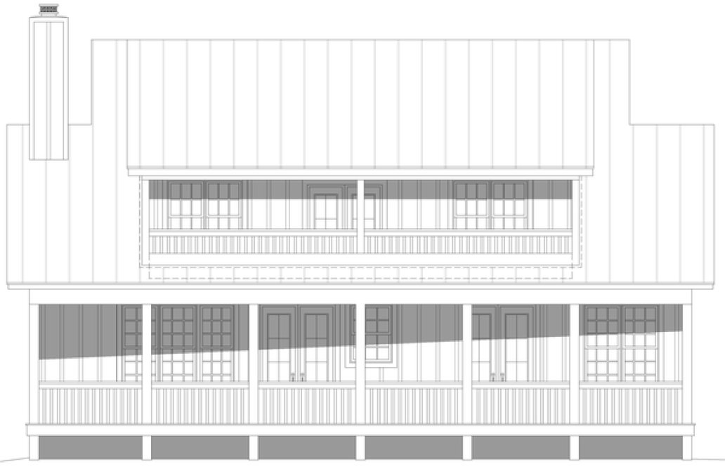 Rear Elevation for House Plan #692442