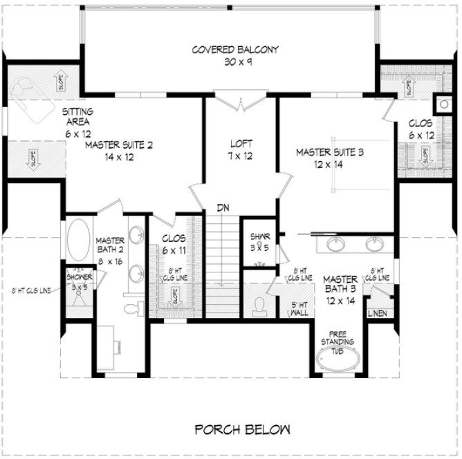 Second Floor Plan for House Plan #692442