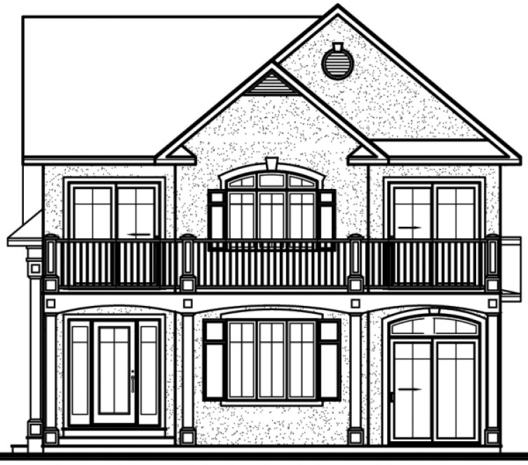 Rear Elevation for House Plan #149882