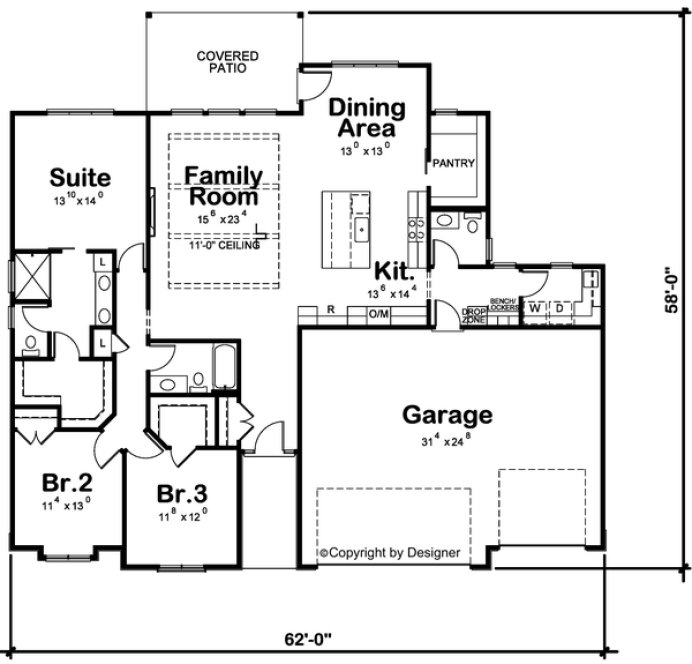 Main Floor Plan for House Plan #156491