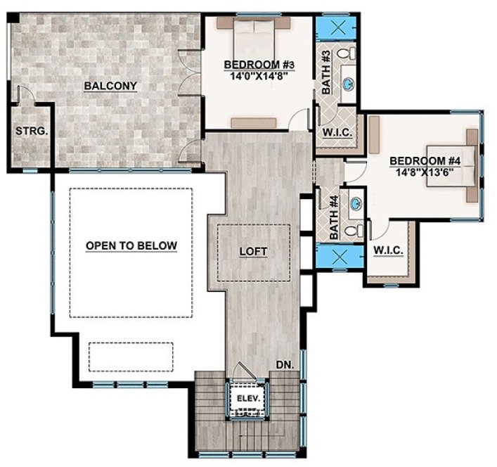 Second Floor Plan for House Plan #770534