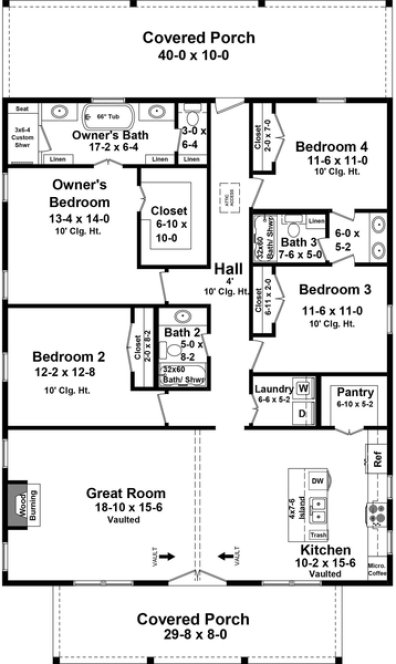 Main Floor Plan for House Plan #212000