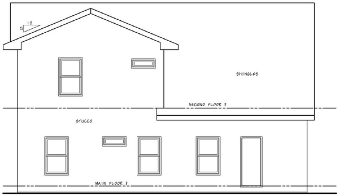 Rear Elevation for House Plan #152781