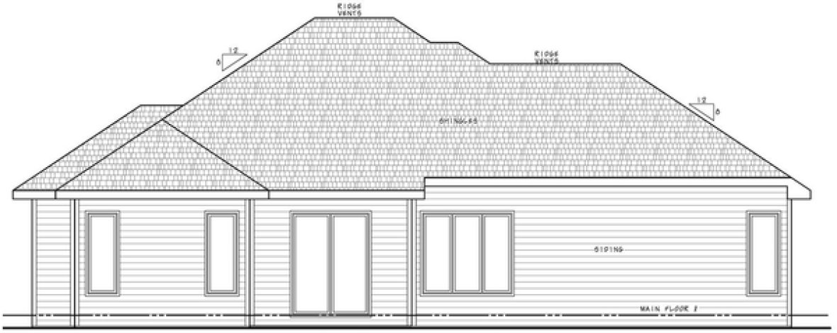 Rear Elevation for House Plan #159791