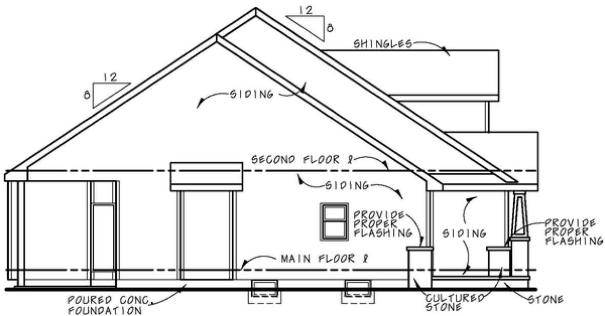 Left Elevation for House Plan #158781