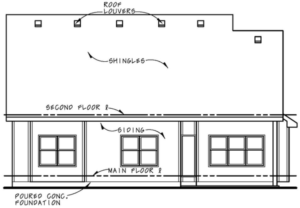 Rear Elevation for House Plan #158781