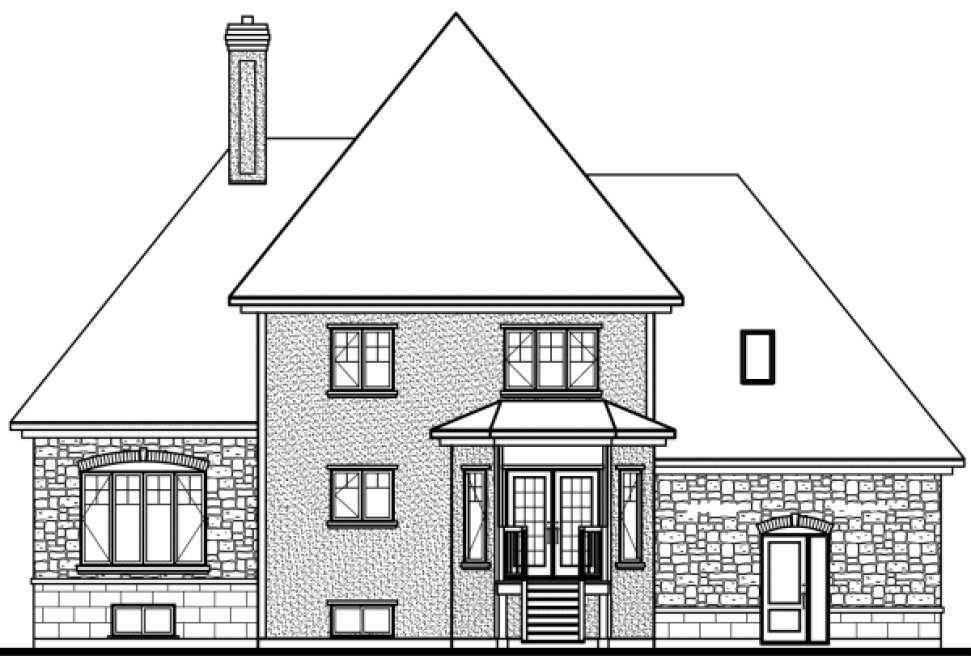Rear Elevation for House Plan #141982