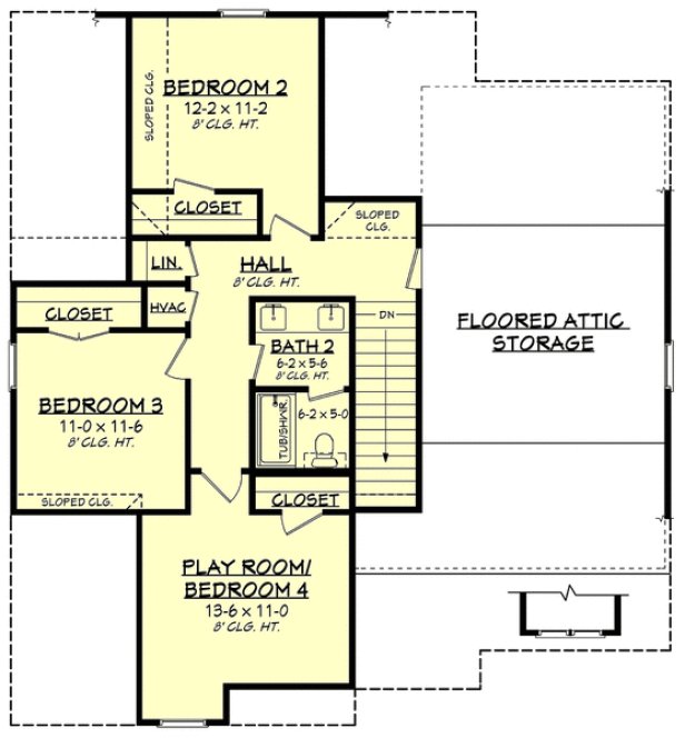 Second Floor Plan for House Plan #305002