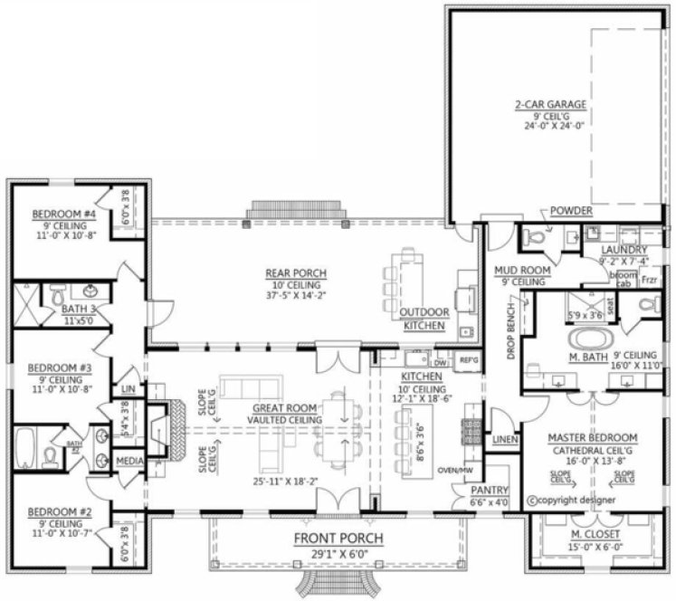 Main Floor Plan for House Plan #900532
