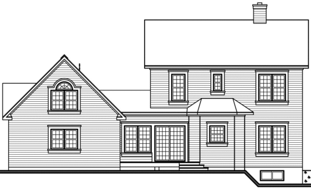 Rear Elevation for House Plan #146982