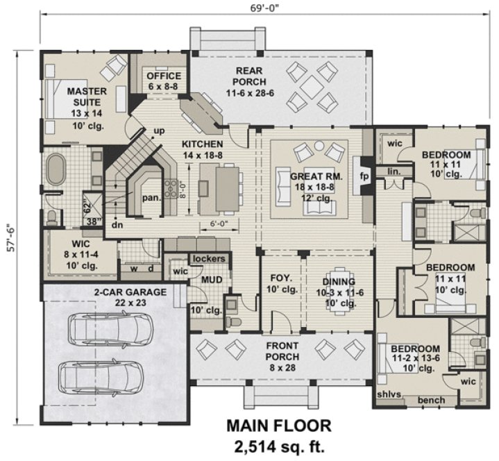 Main Floor Plan for House Plan #284152