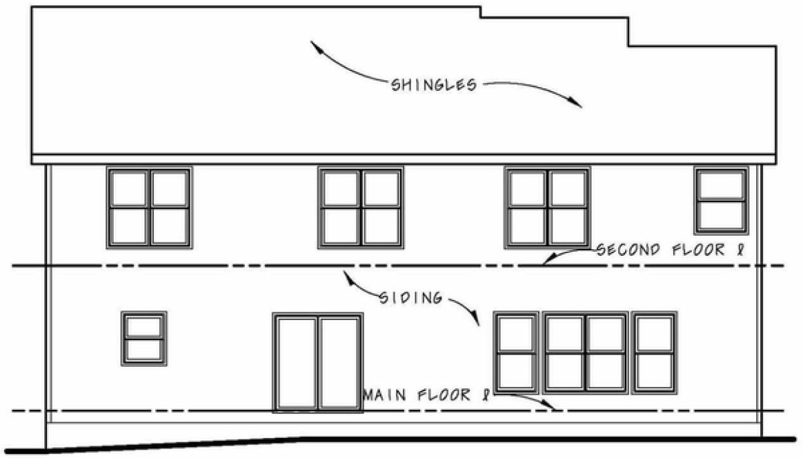 Rear Elevation for House Plan #158944