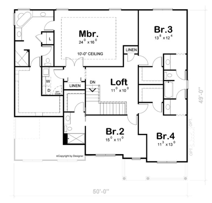 Second Floor Plan for House Plan #158944
