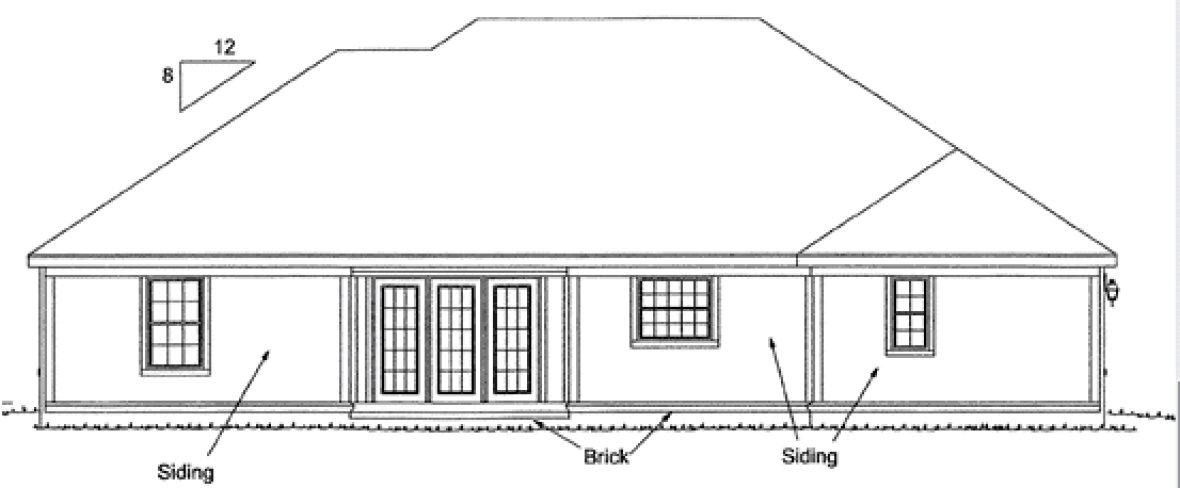 Rear Elevation for House Plan #249204