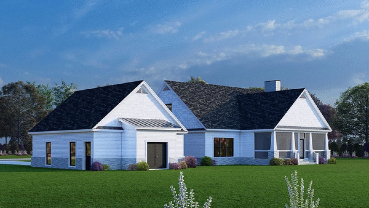 Rear Elevation for House Plan #319182