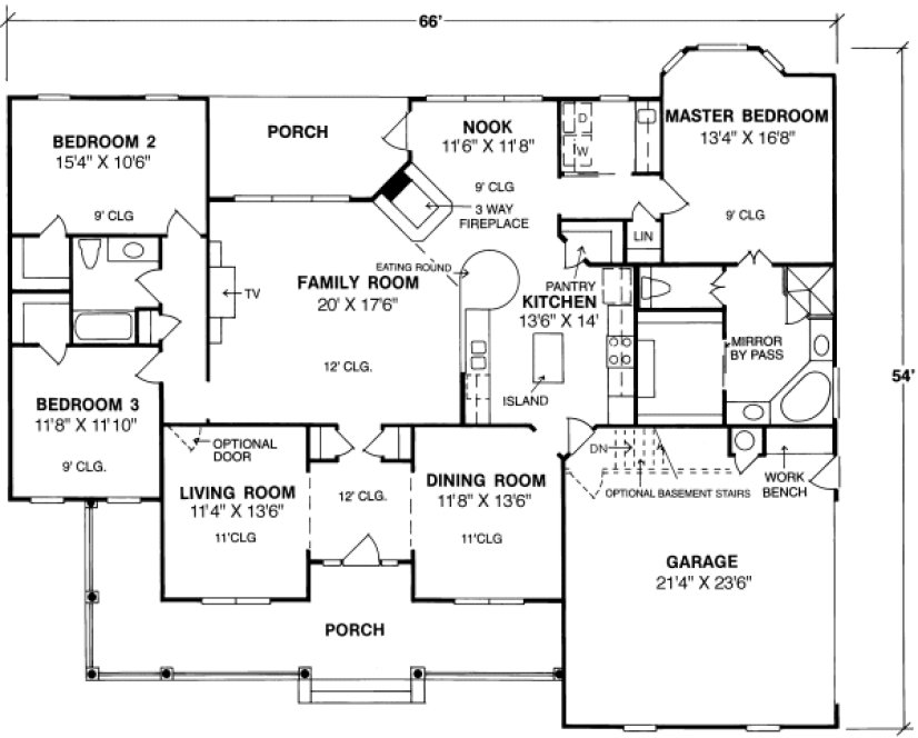 Main Floor Plan for House Plan #243042