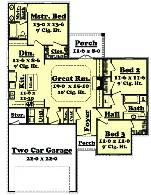 Main Floor Plan for House Plan #302051