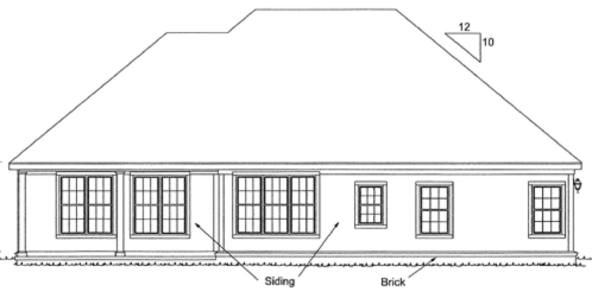 Rear Elevation for House Plan #244042