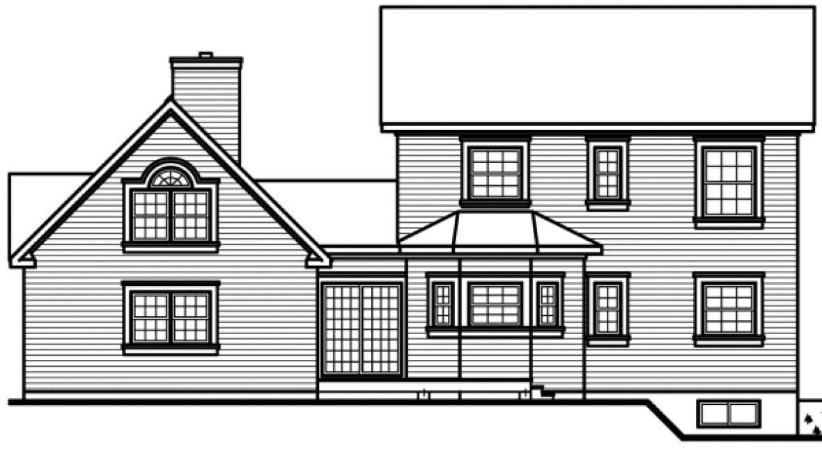 Rear Elevation for House Plan #148982