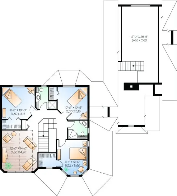 Second Floor Plan for House Plan #148982