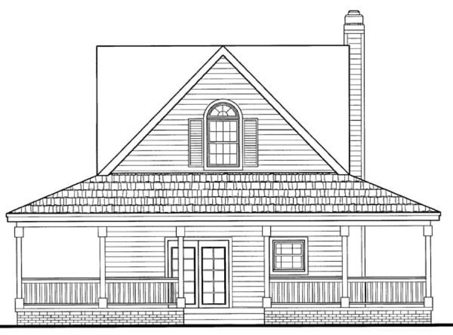 Rear Elevation for House Plan #522701
