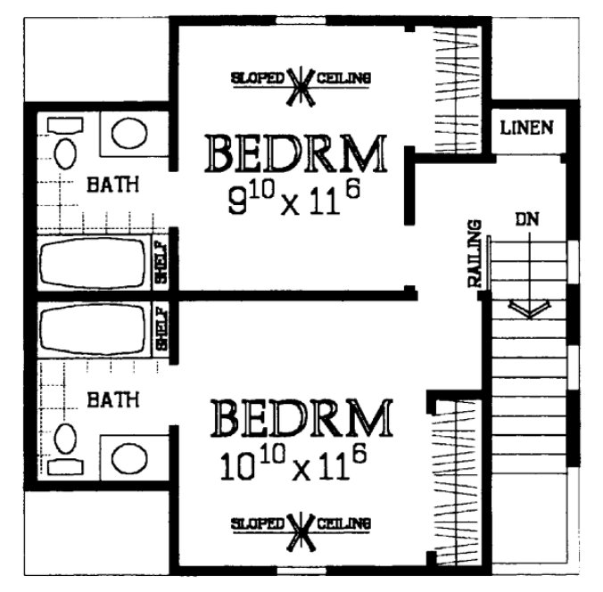 Second Floor Plan for House Plan #522701