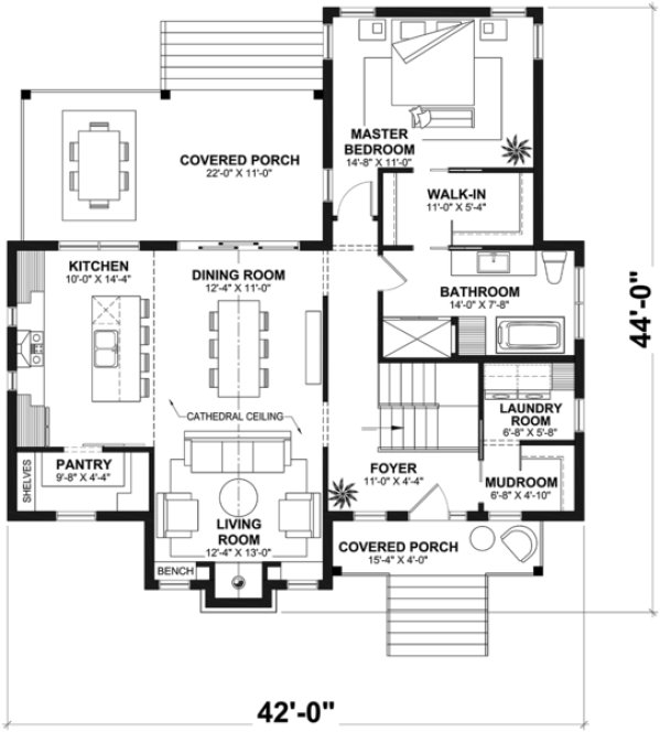 Main Floor Plan for House Plan #140042