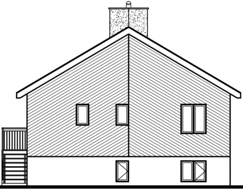 Rear Elevation for House Plan #148092