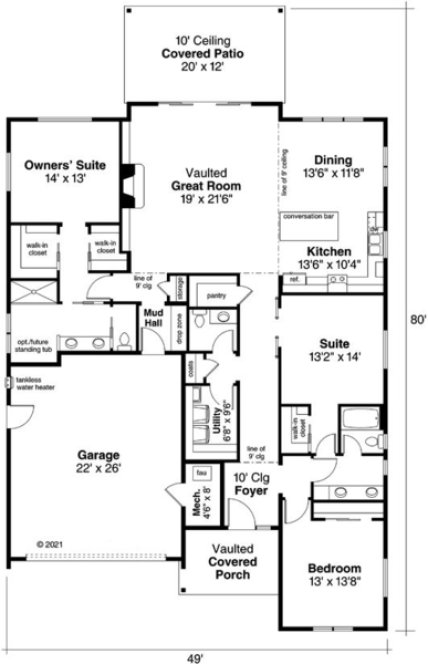 Main Floor Plan for House Plan #341822
