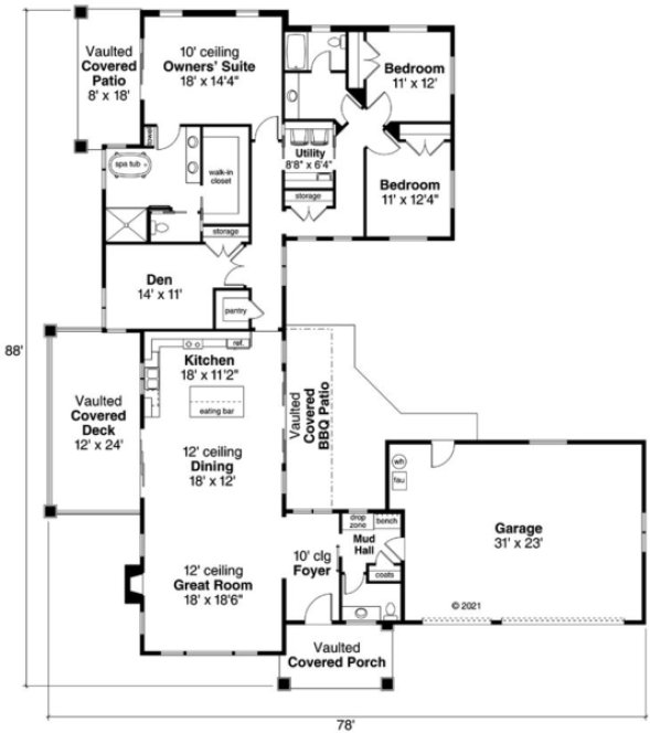 Main Floor Plan for House Plan #347752