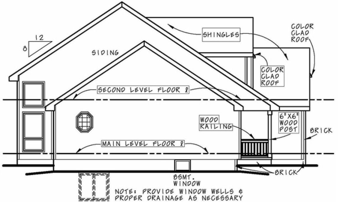 Left Elevation for House Plan #159681