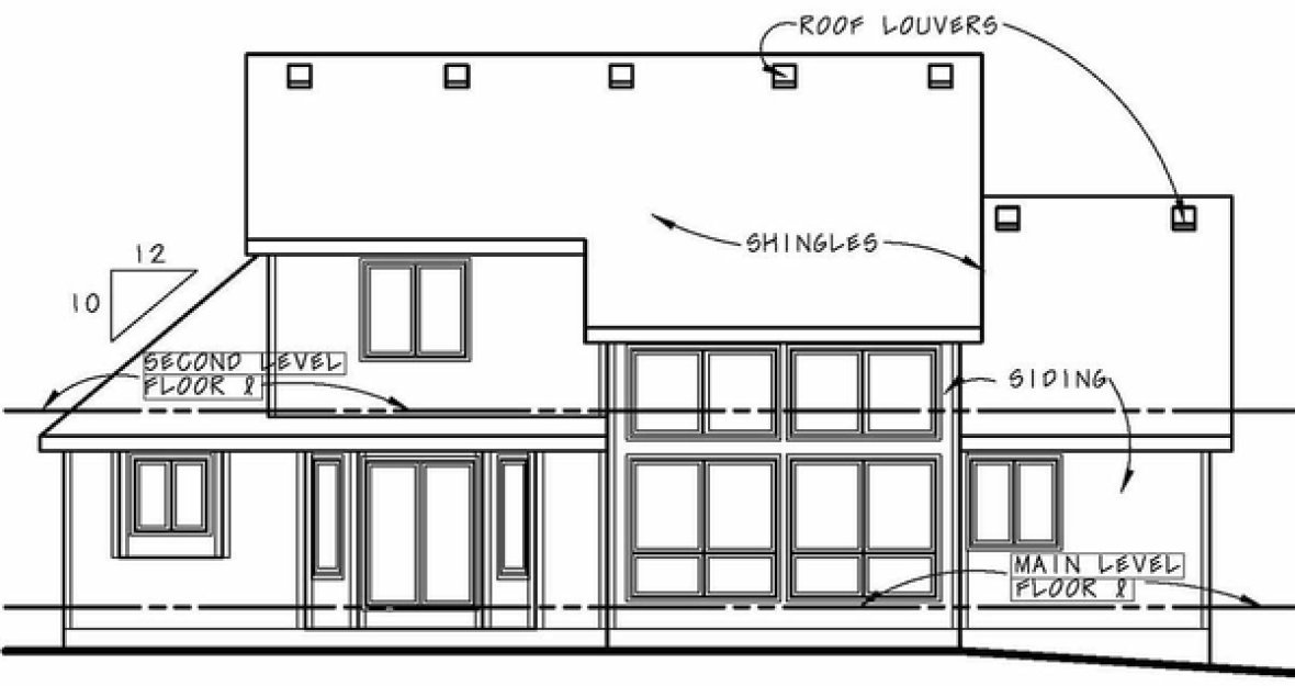 Rear Elevation for House Plan #159681