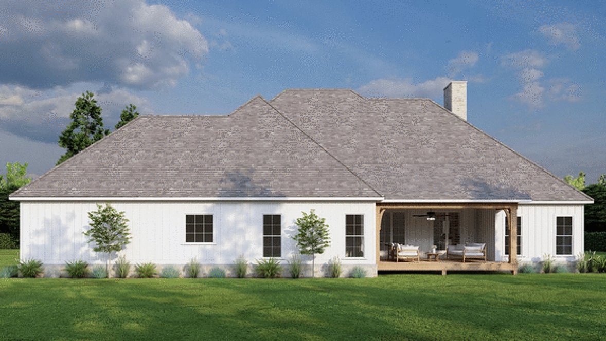 Rear Elevation for House Plan #312442