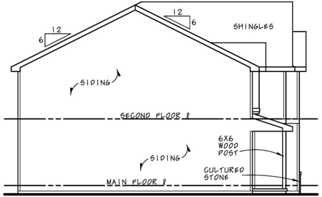 Left Elevation for House Plan #156503