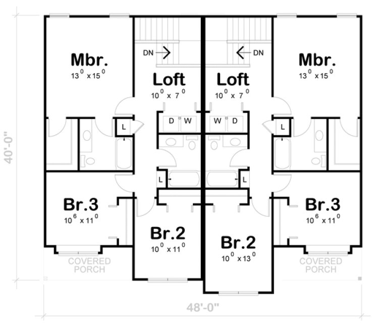 Second Floor Plan for House Plan #156503