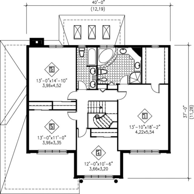 Second Floor Plan for House Plan #176120