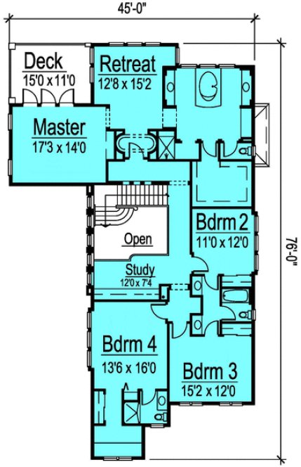 Second Floor Plan for House Plan #572204