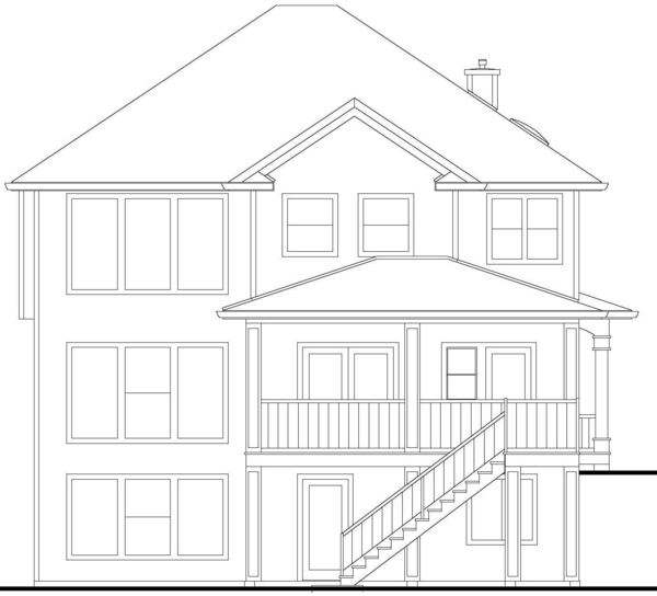 Rear Elevation for House Plan #576272