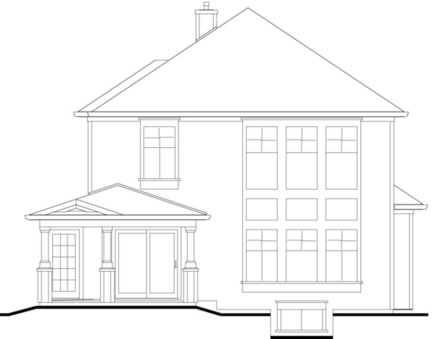 Rear Elevation for House Plan #572312