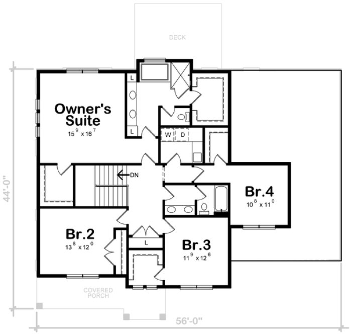 Second Floor Plan for House Plan #155492