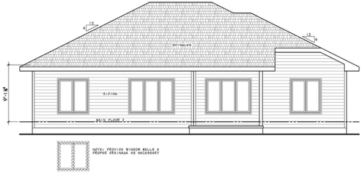 Rear Elevation for House Plan #156891
