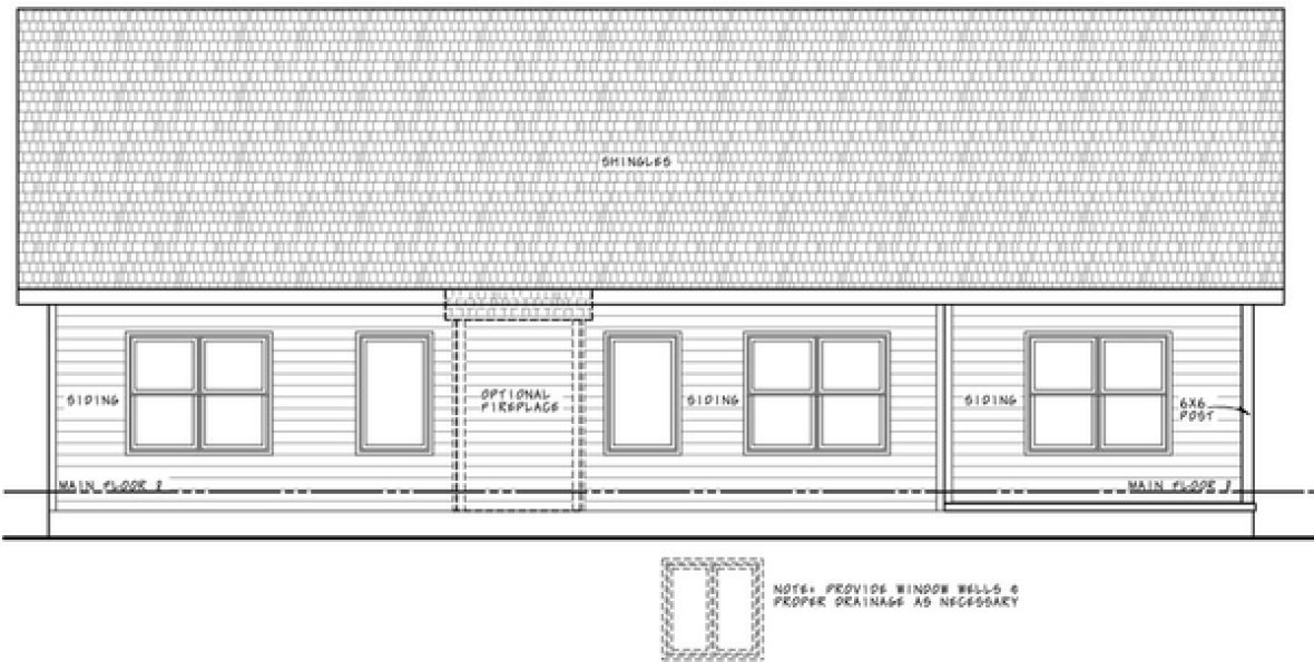 Rear Elevation for House Plan #157771