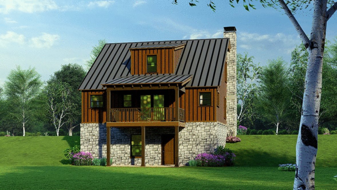 Rear Elevation for House Plan #311661