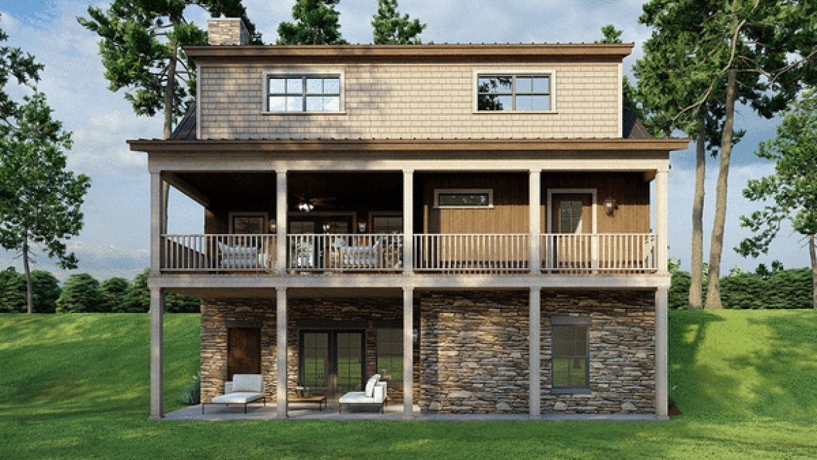 Rear Elevation for House Plan #315522