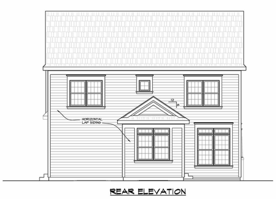 Rear Elevation for House Plan #157522