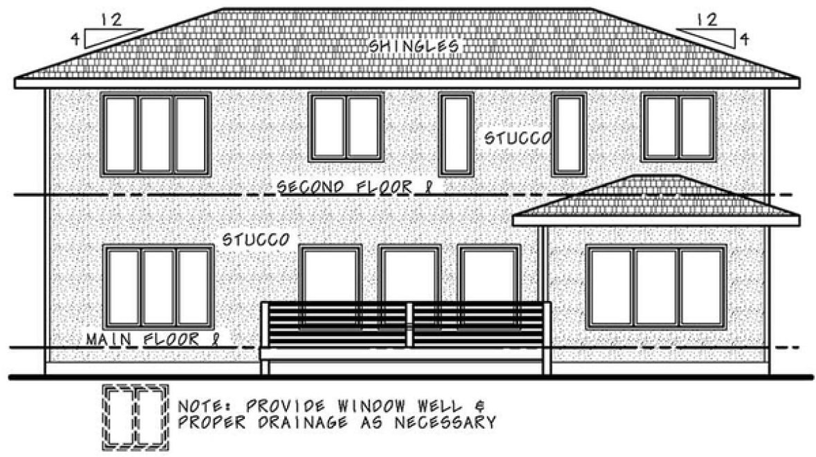 Rear Elevation for House Plan #156262