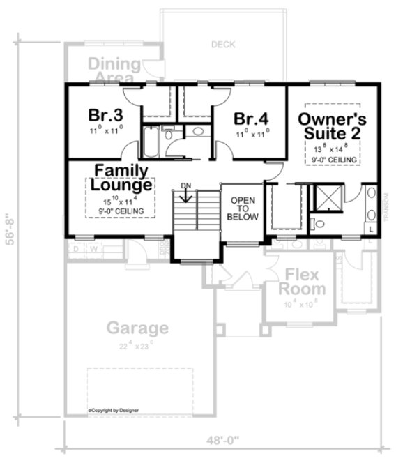 Second Floor Plan for House Plan #156262