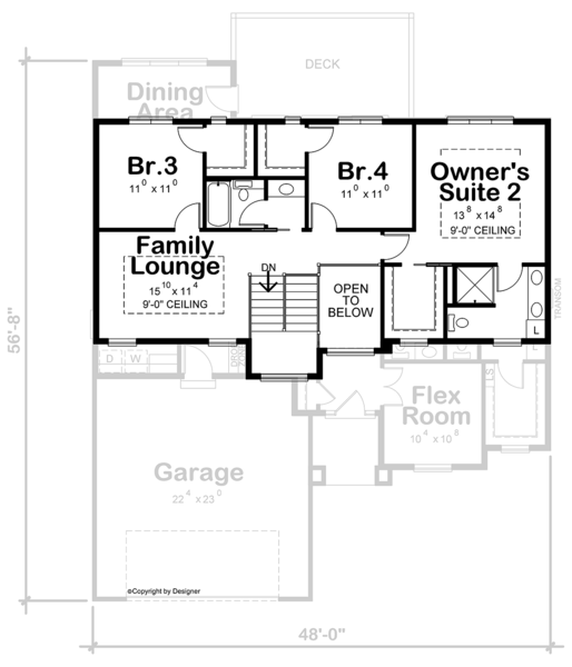 Second Floor Plan for House Plan #156262