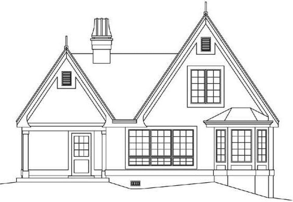 Rear Elevation for House Plan #635701